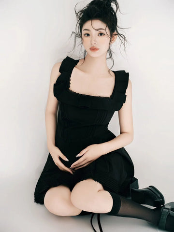 MQTIME  -   Women Photography Costume Elegant Black Sleeveless Short Maternity Dress Sweet Pregnancy Dresses Studio Shooting Photo Clothes
